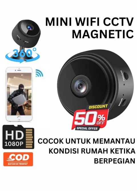 CCTV Mini WiFi  Magnetic ( full hd 1080 + infra red + sensor gerak )