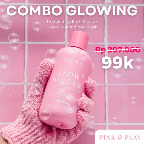Pink & Play Combo Glowing: Exfoliating Bath Glove + Glow Digger Body Wash logo