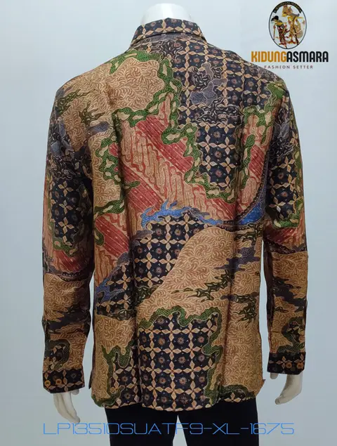Size XL Batik Sutra Pria Full Tulis Lengan Panjang - LP13510SUATF
